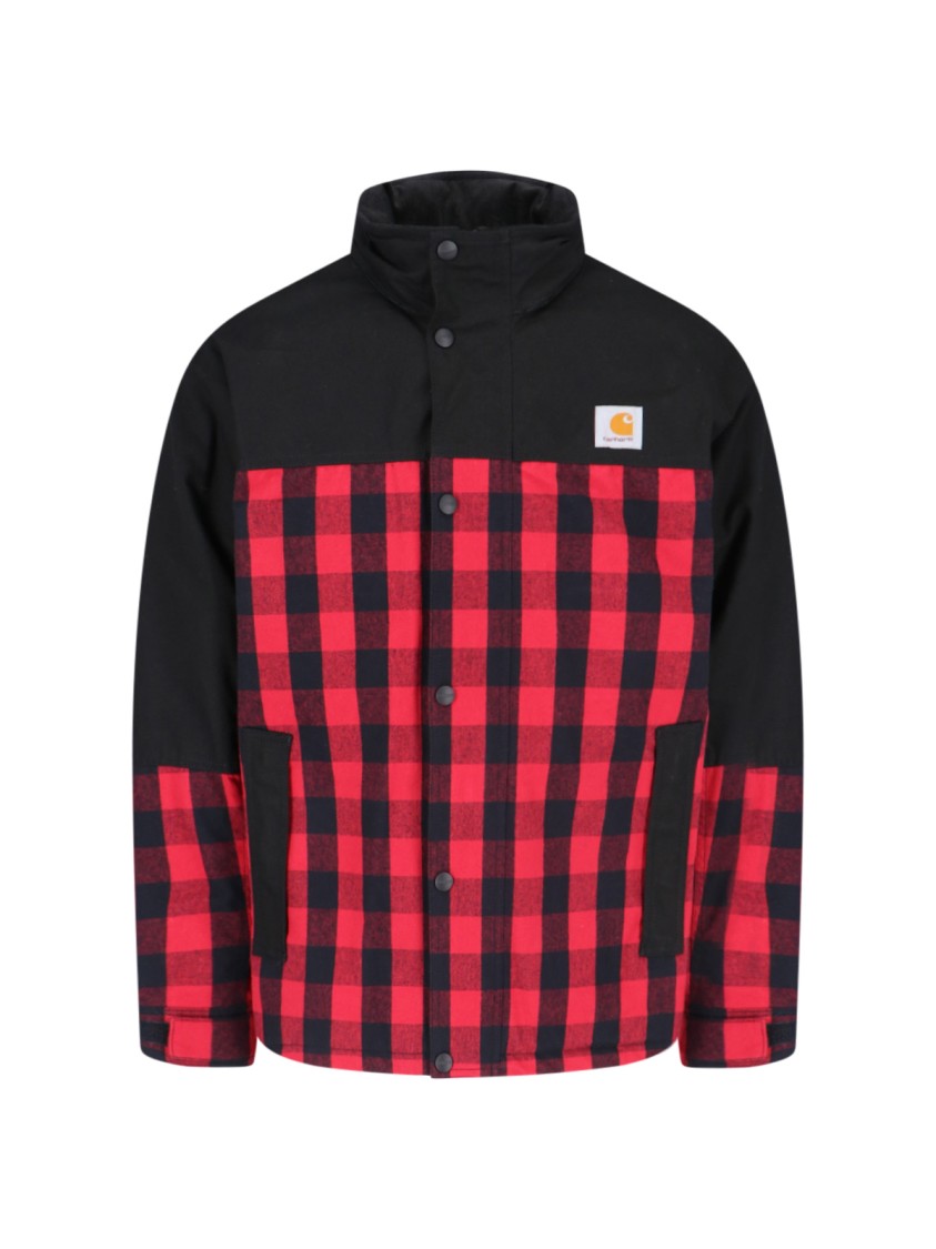 Shop Junya Watanabe Checked Technical Jacket In Black Cotton Geometric Checked