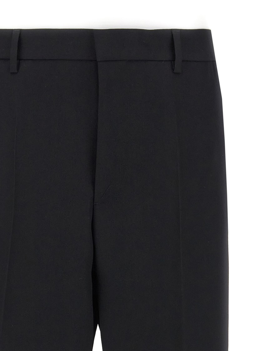 Jil Sander Cropped Wool Gabardine Trousers With Elastic Waistband In Black