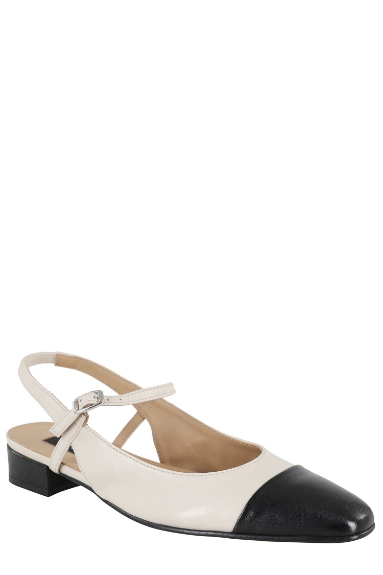Shop Carel Paris Decolletè Slingback With Contrast Black Pointed Toe In Neutrals