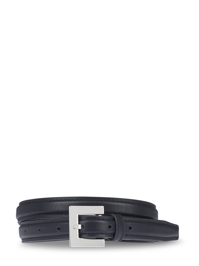 Anine Bing Narrow Black Cow Hair Leather Belt In Gray
