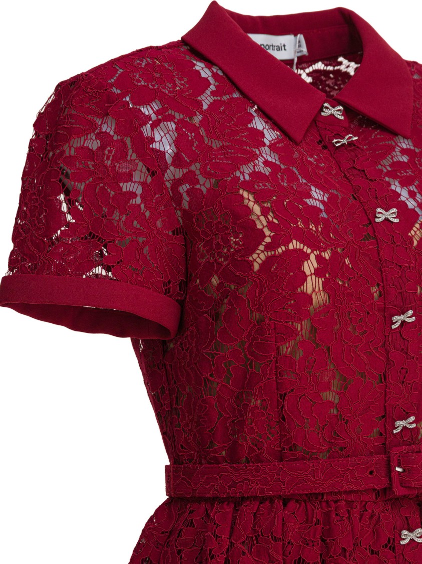 Self-portrait Bordeaux Lace Peplum Midi Dress In Burgundy