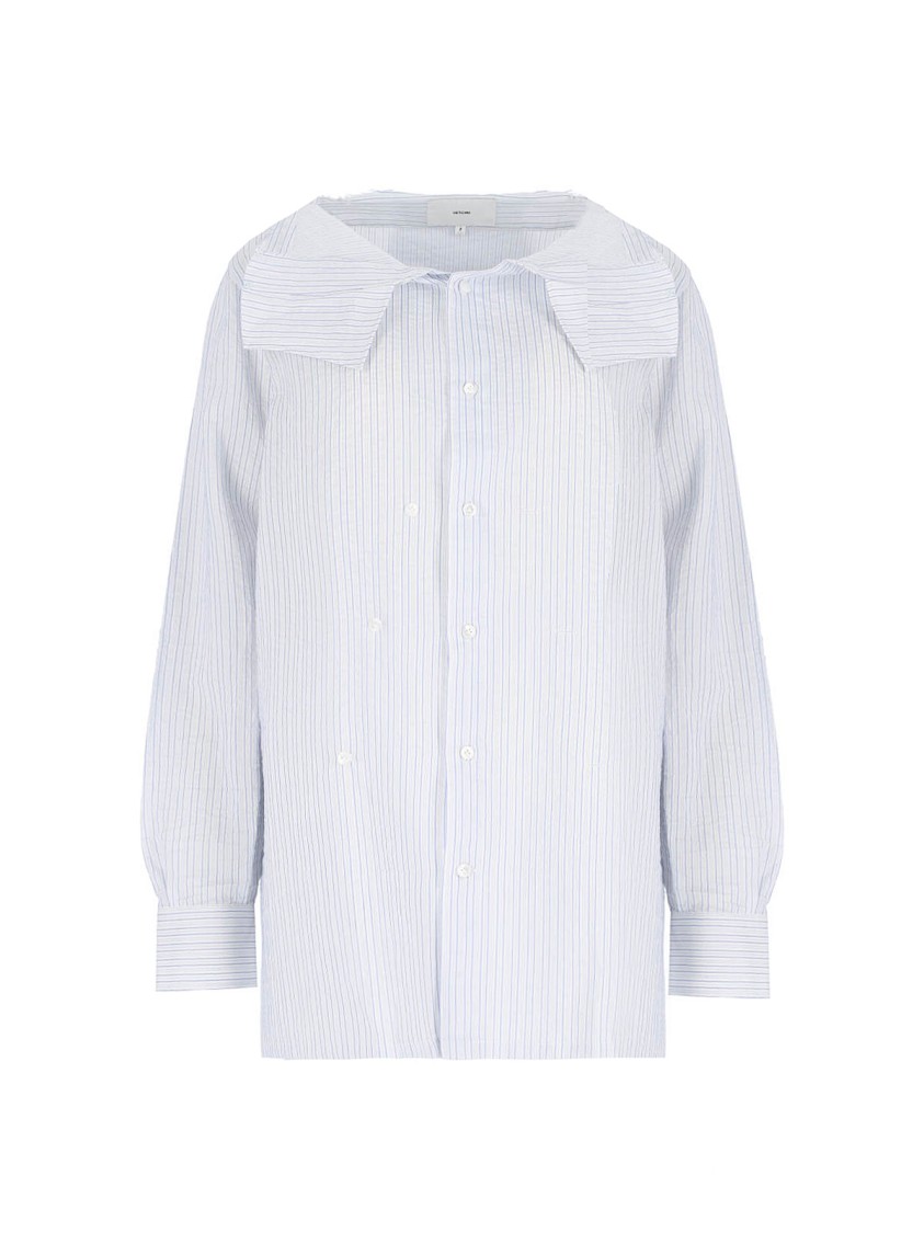 Shop Setchu Adjustable Collar Shirt – White/light Blue