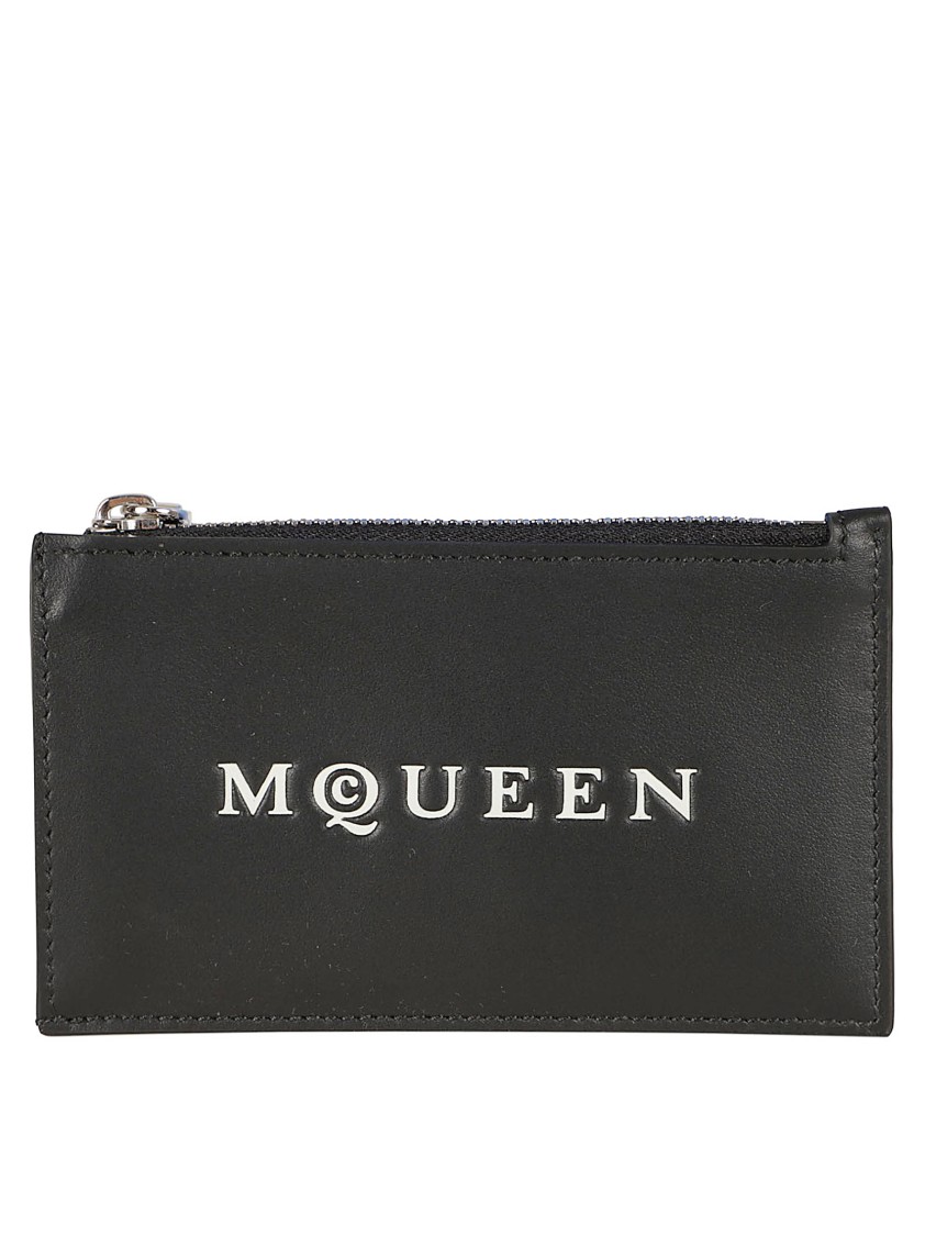 Alexander Mcqueen Black Calf Leather Wallet In Black