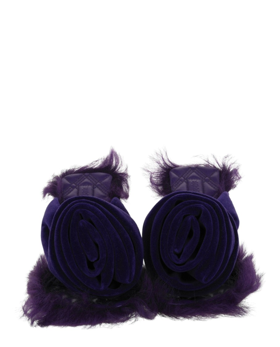 Burberry Step Rose Velvet Heeled Sandals In Purple