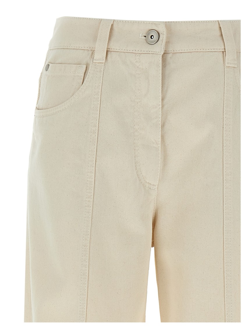 Brunello Cucinelli Garment-dyed Cotton Denim Jeans In White