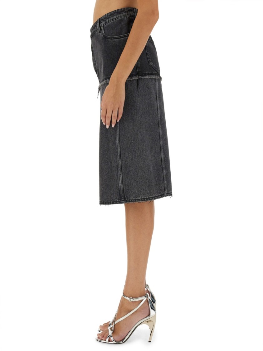 Shop Alexander Mcqueen Two-tone Denim Skirt In Grey