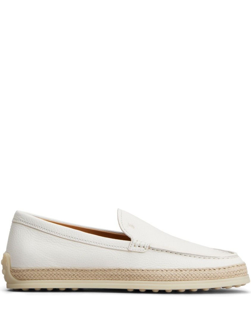 Tod's White Flat Shoes With Calfskin Upper In White