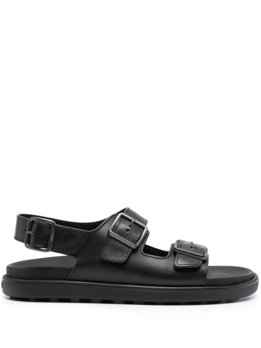 Tod's Open Black Leather Sandals In Black