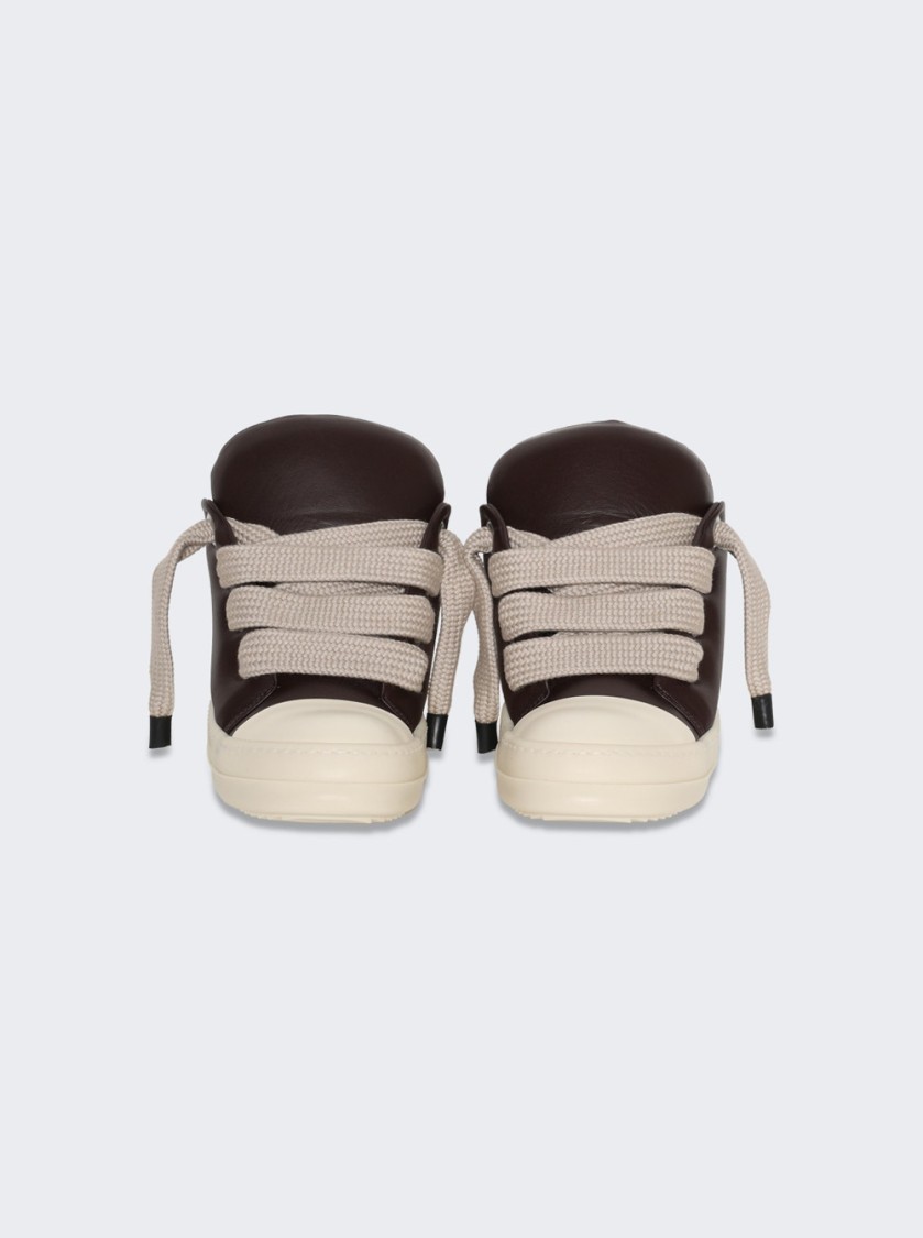 Rick Owens Hollywood Jumbolace Low Sneakers Mahogany And Milk In Brown