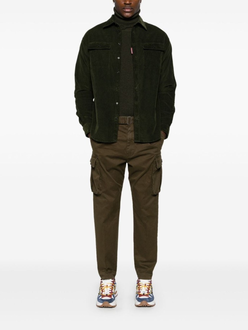 DSQUARED2 DSQUARED2 CLASSIC WHITE BUTTON-UP SHIRT WITH TEXTURED FABRIC AND CHEST POCKETS