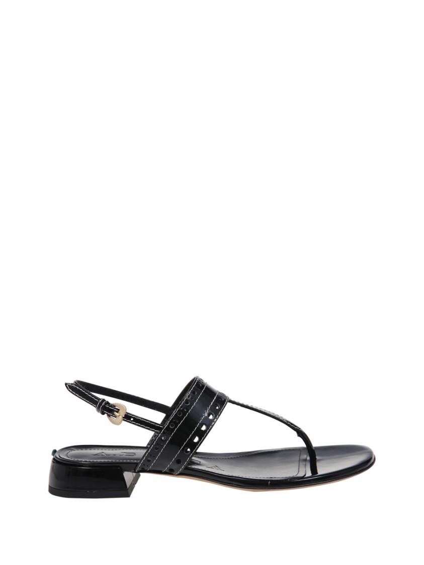 A. Bocca Black Leather Sandals In Black