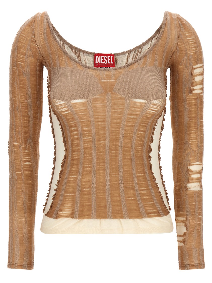 Diesel M-calai Long Sleeve Jersey In Brown