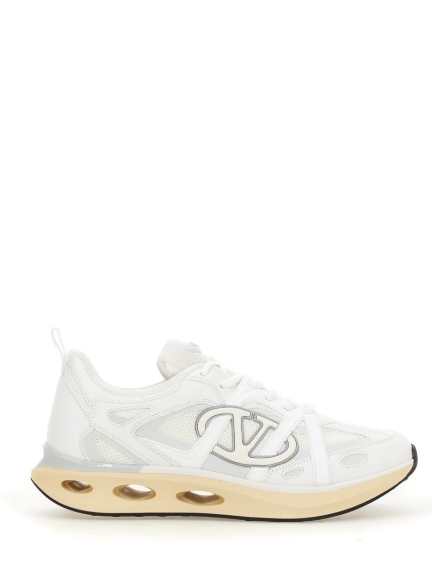 Valentino White Leather And Fabric Vlogo Easyjog Sneakers