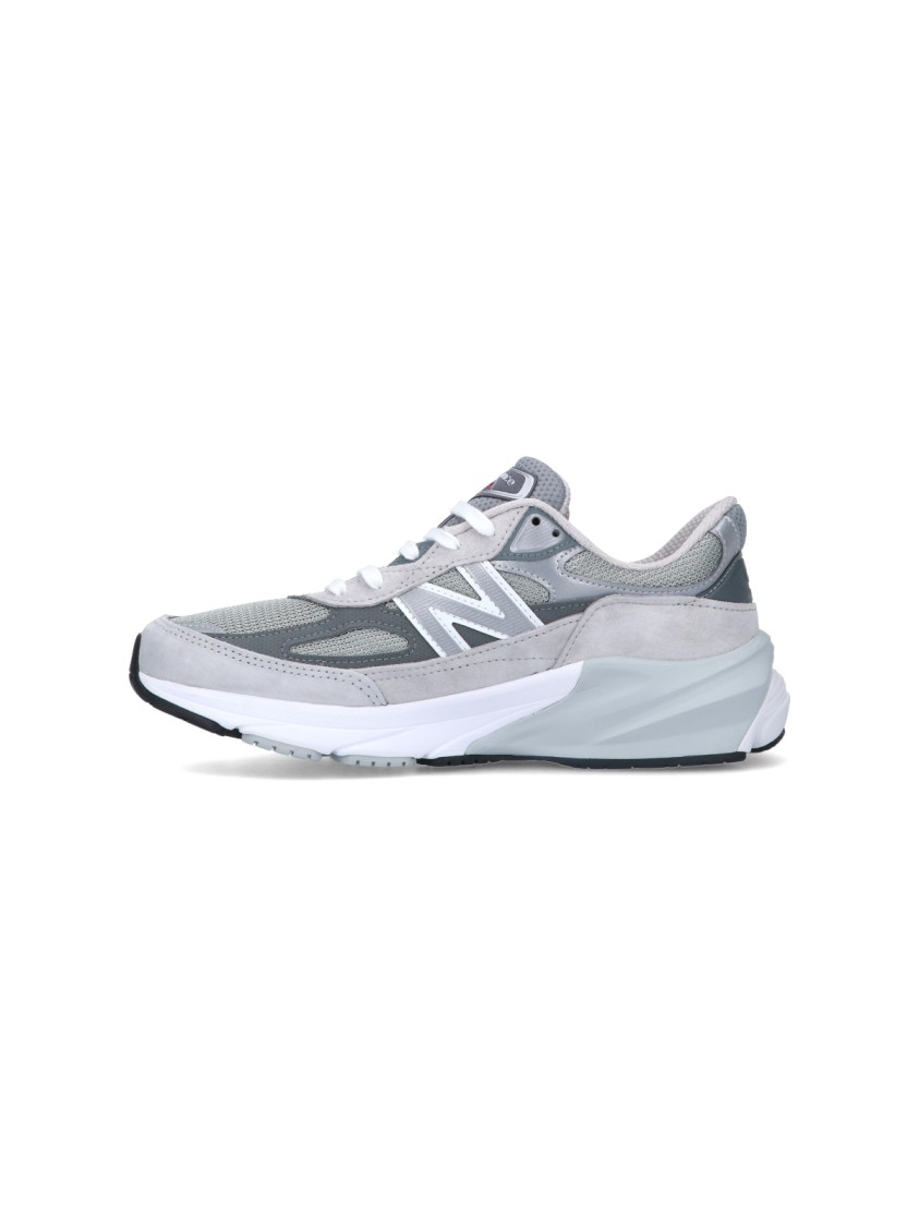 New Balance Grey Low Top Sneakers With Logo Detail In Suede And Tech Fabric Man