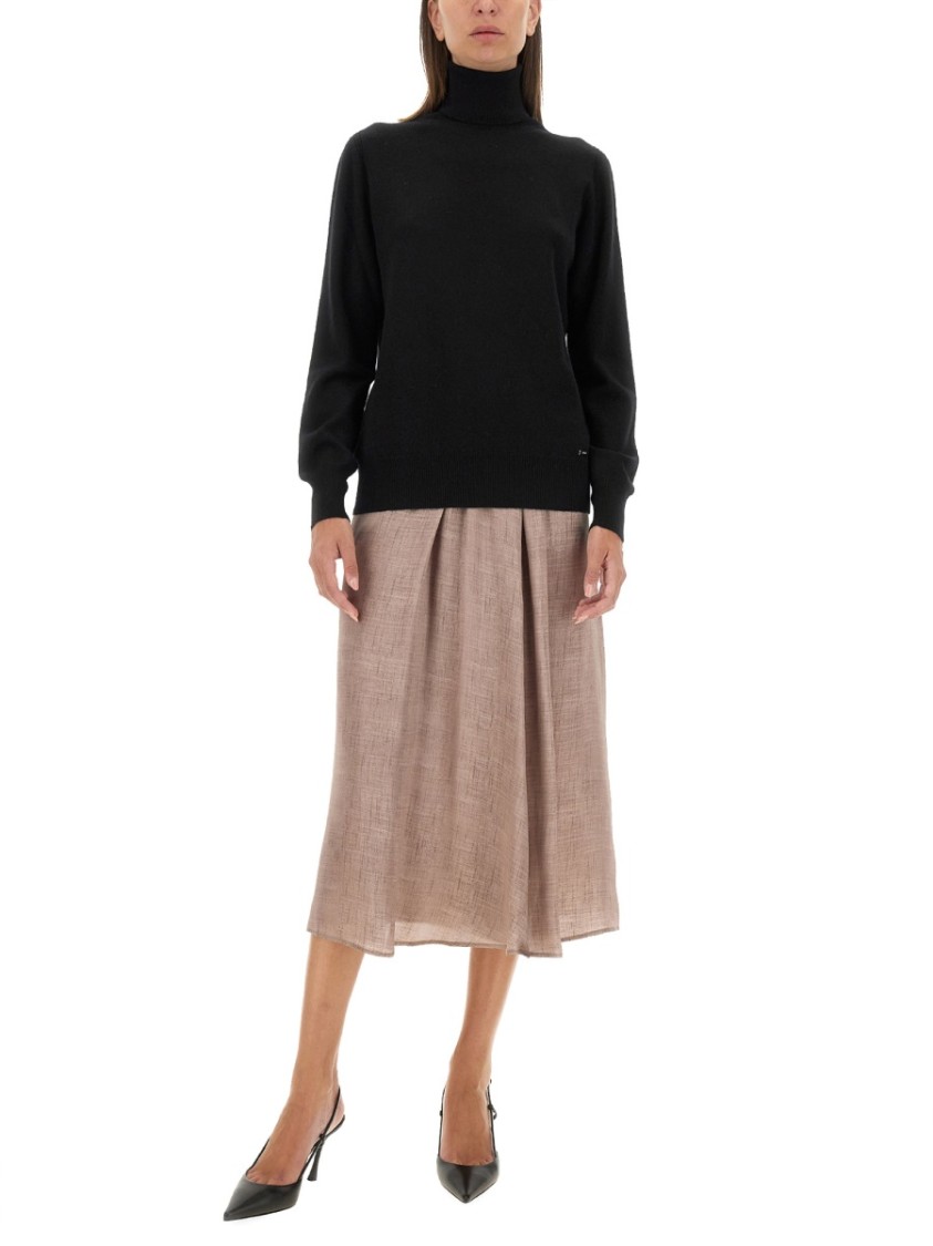 Shop Kiton Flowing Midi Skirt In Silk-viscose Blend In Pink