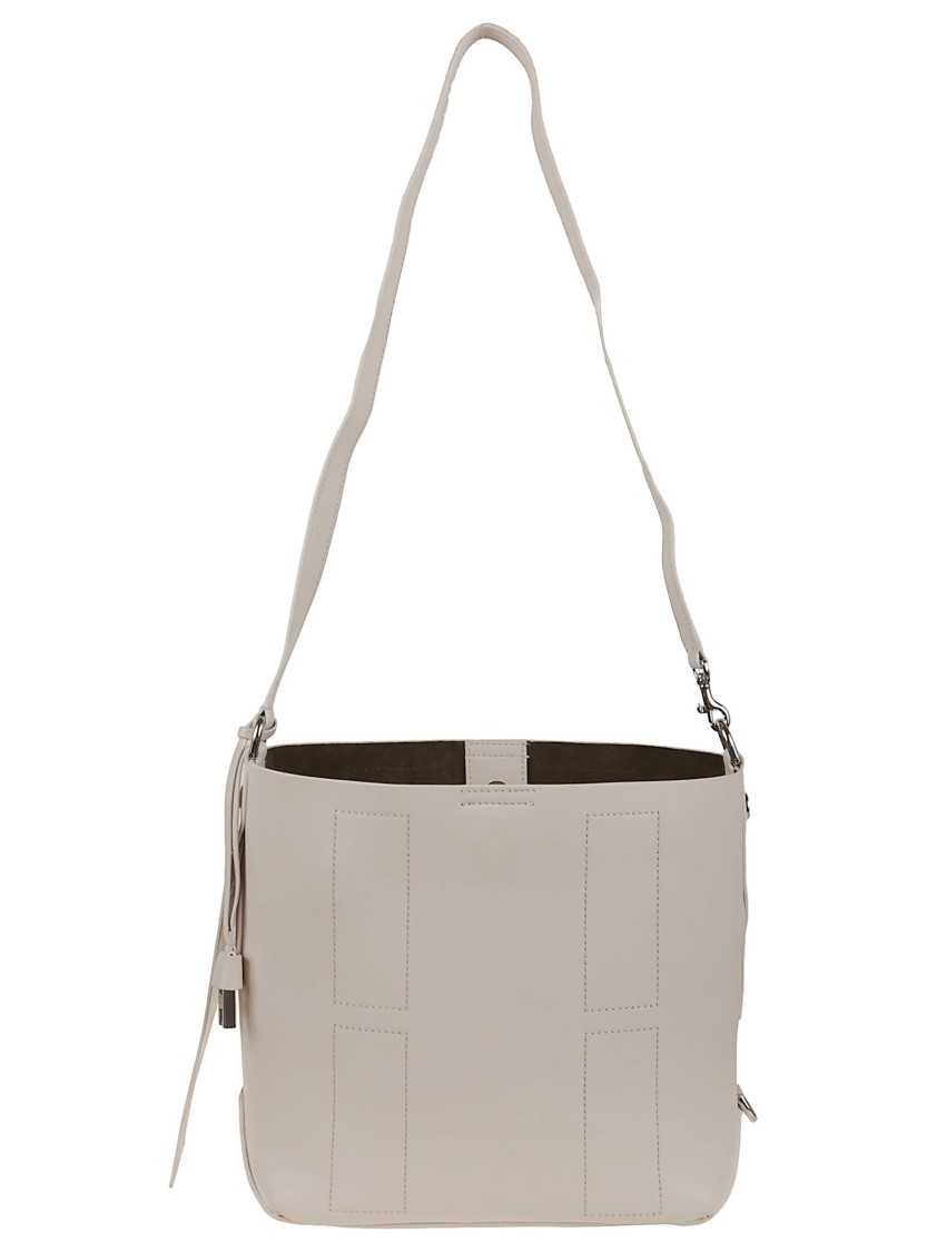Hogan Structured White Calfskin Shoulder Bag With Adjustable Strap
