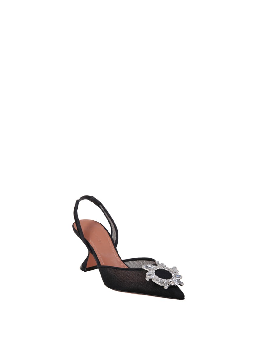 Amina Muaddi Begum 85mm Embellished Slingback Pumps In Black