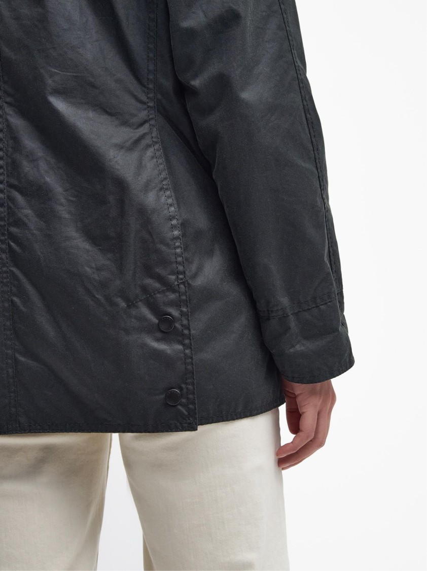 Barbour Classic Button-up Coat With Corduroy Collar In Black
