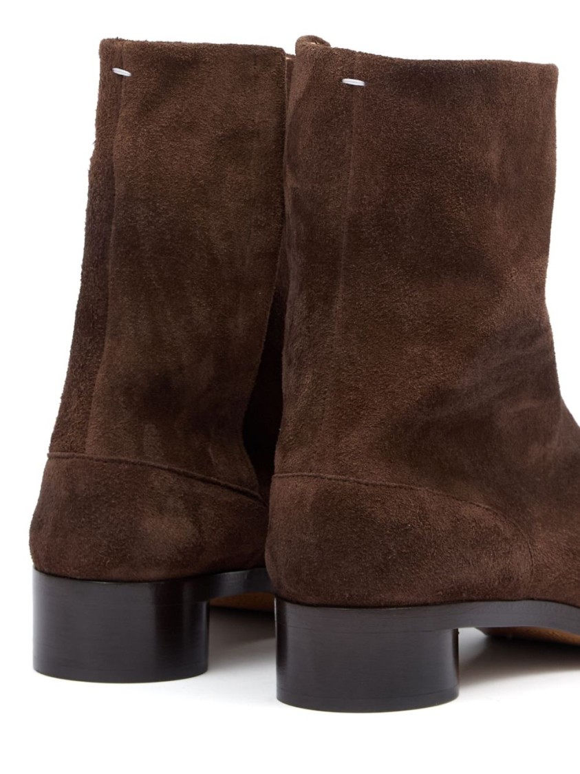 Maison Margiela Leather Tabi Ankle Boots 30 In Black