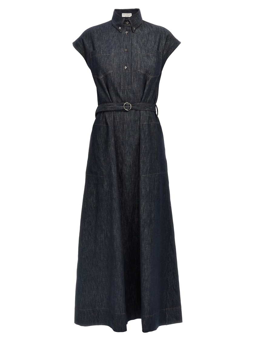 Brunello Cucinelli Shirt-style Cotton Denim Maxi Dress