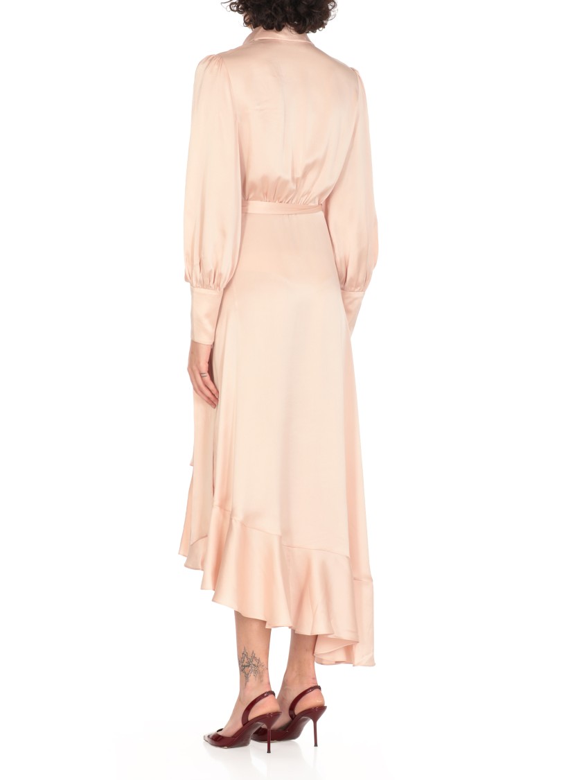 Shop Zimmermann Pink Silk Wrap Dress