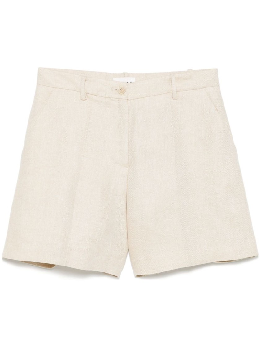 P.a.r.o.s.h Parosh Beige Linen Tailored Shorts With High Waist In Neutral