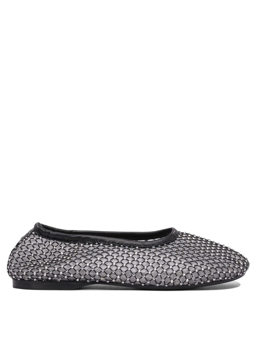 Alohas Pointed Toe Black Ballerinas In Gray