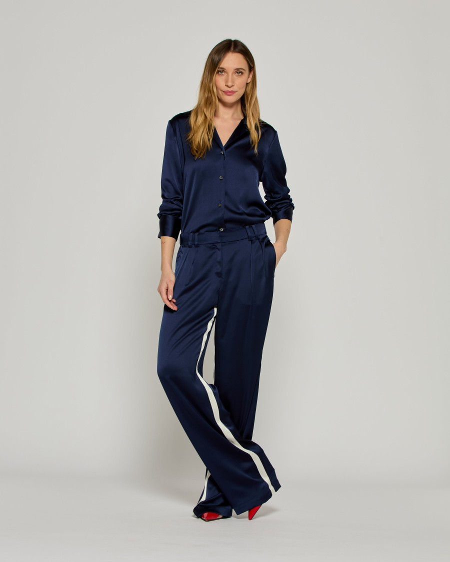 Serena Bute Satin Boyfriend Trouser '25 - Dark Navy In Blue