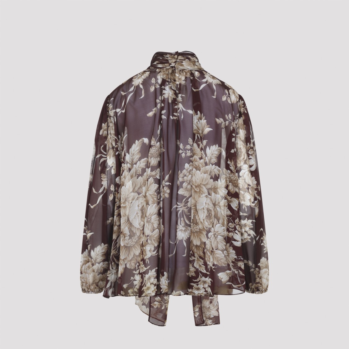 Dolce & Gabbana Silk Blouse With Floral Print In Brown