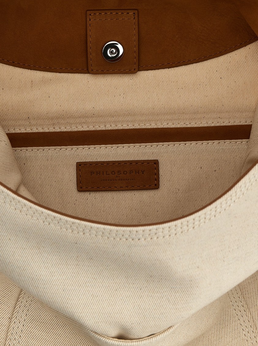 Philosophy Di Lorenzo Serafini Canvas Shoulder Bag In Neutral