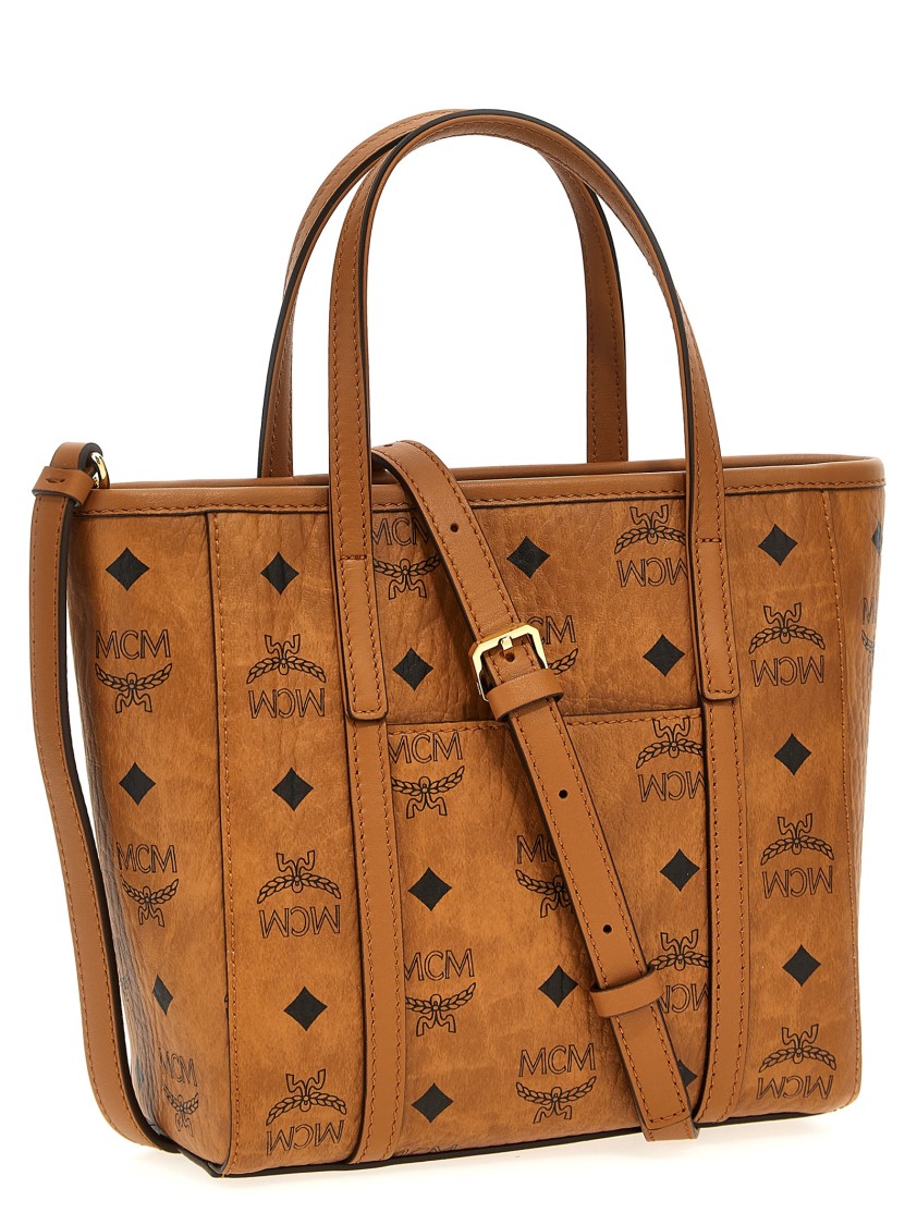 Mcm Mini Tony Printed Canvas Handbag In Brown