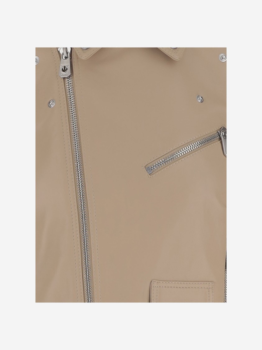 Pinko Costa Rica Leather Biker Jacket In Pink