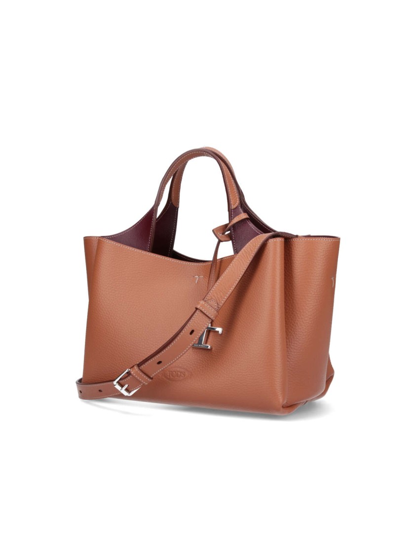 Tod's Structured Brown Shoulder Bag With Textured Finish In Brown
