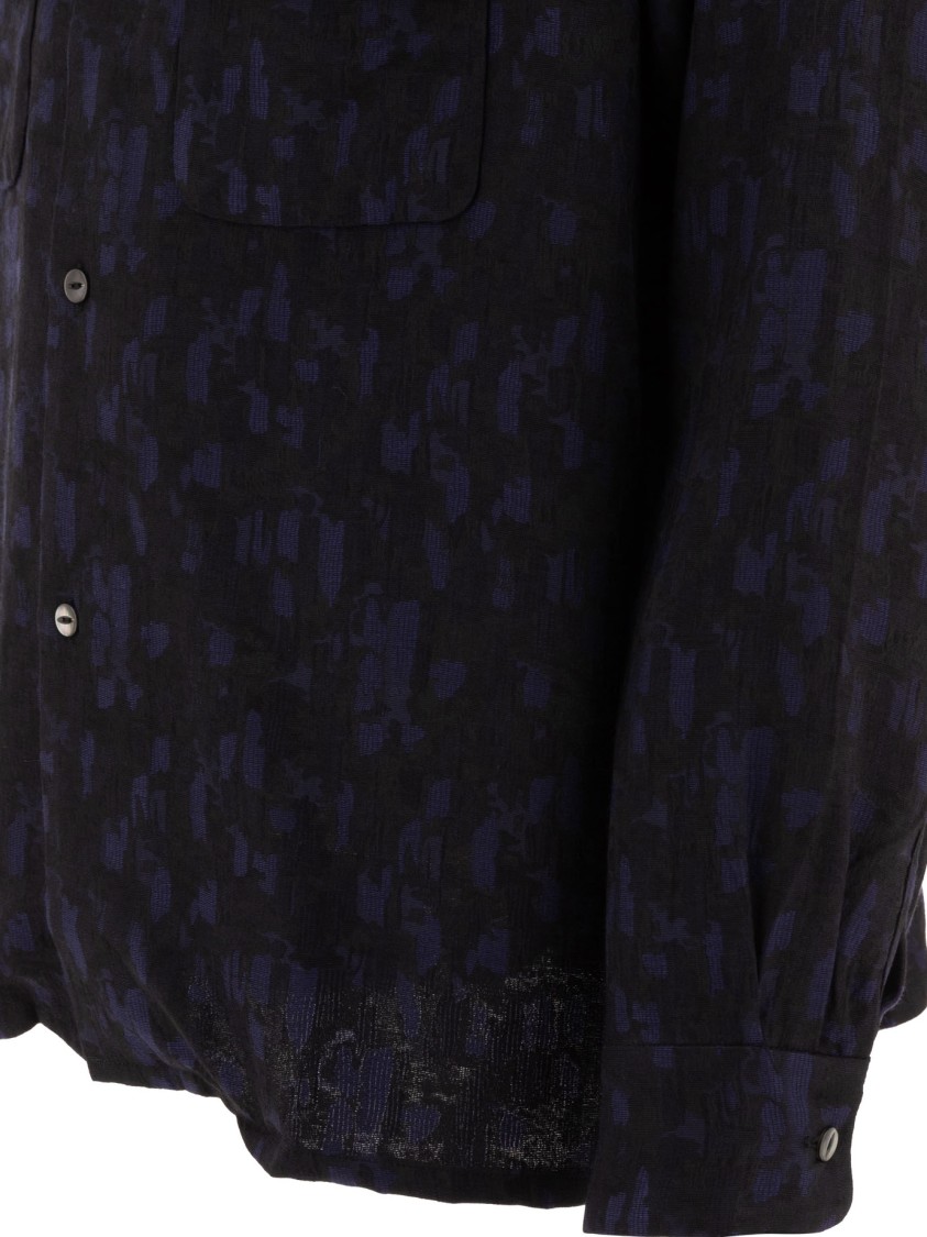 Needles Jacquard Abstract Shirt With Chest Pockets In Blue