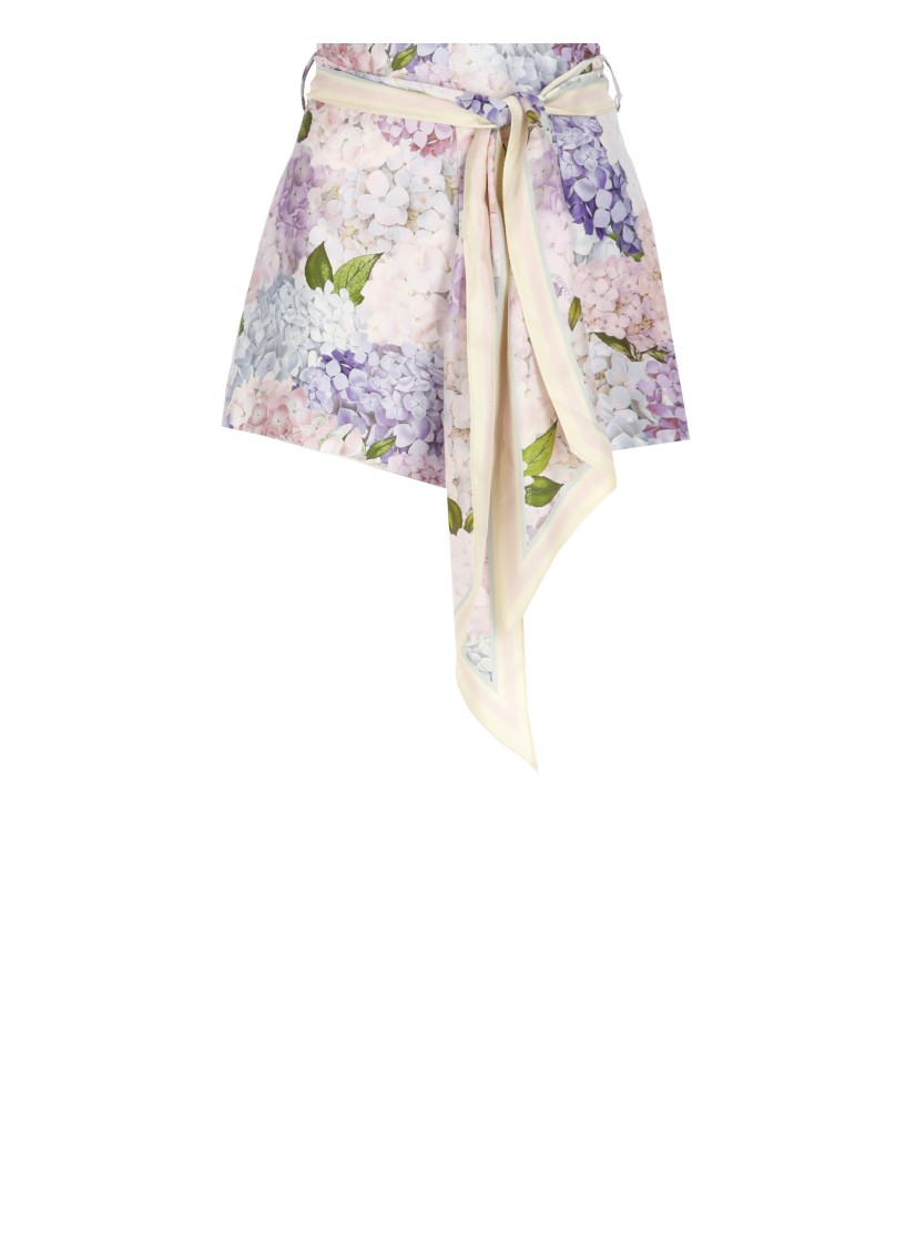 Zimmermann Dawning Printed Silk Flat Front Shorts
