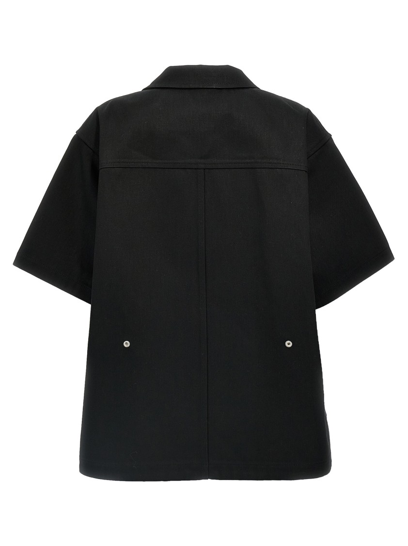 Jil Sander Textured Black Cotton Denim Shirt In Black