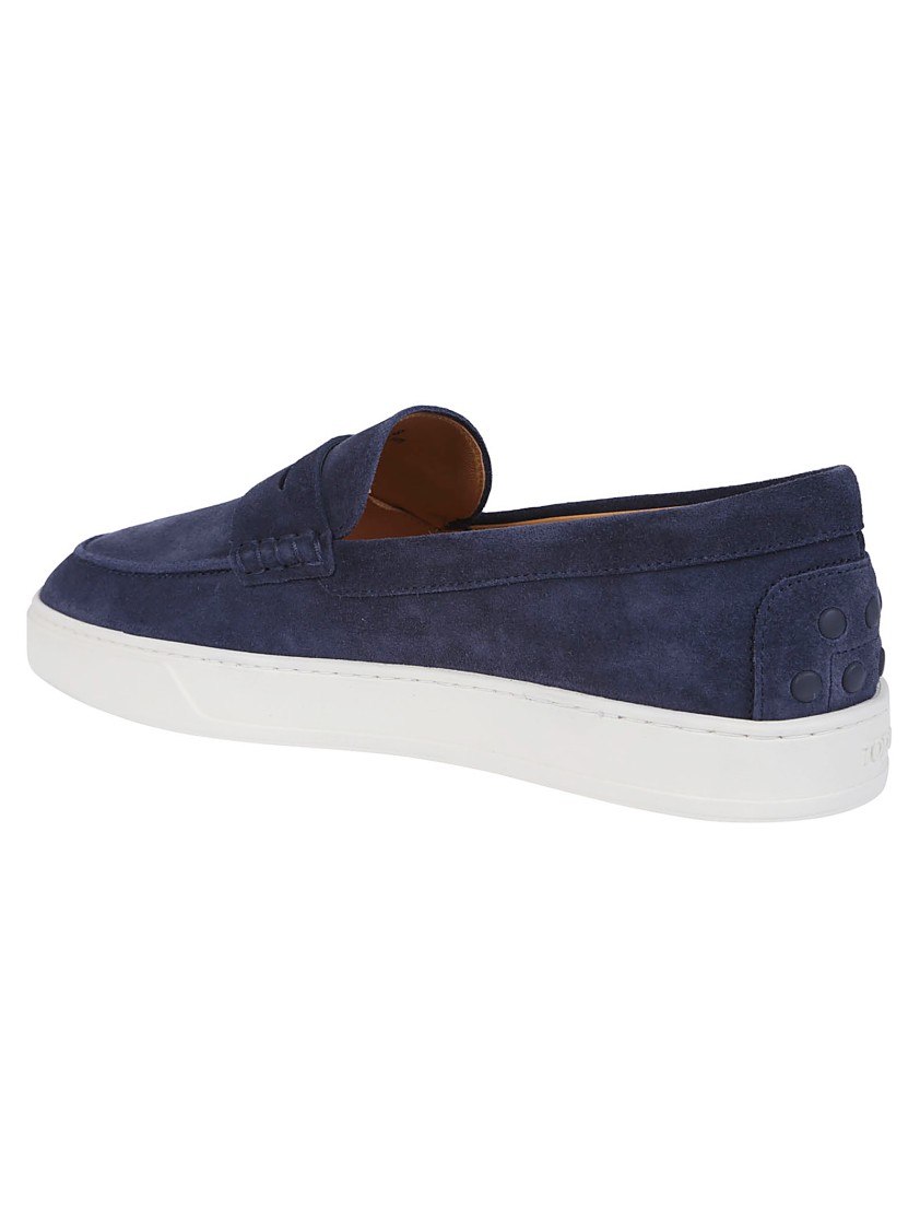 Tod's Low-profile Leather Moccasin Shoes With Rubber Sole In Black