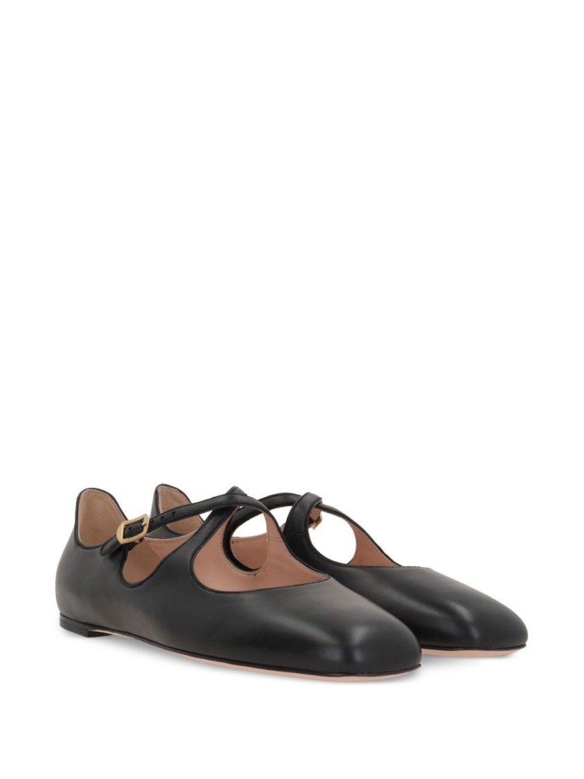 Bally Leather Cut-out Ballerinas Flat Sole In Black