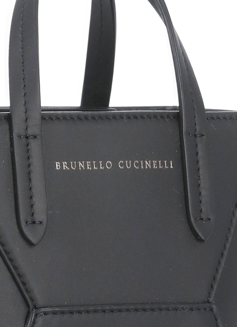 Shop Brunello Cucinelli Black Leather Handbag
