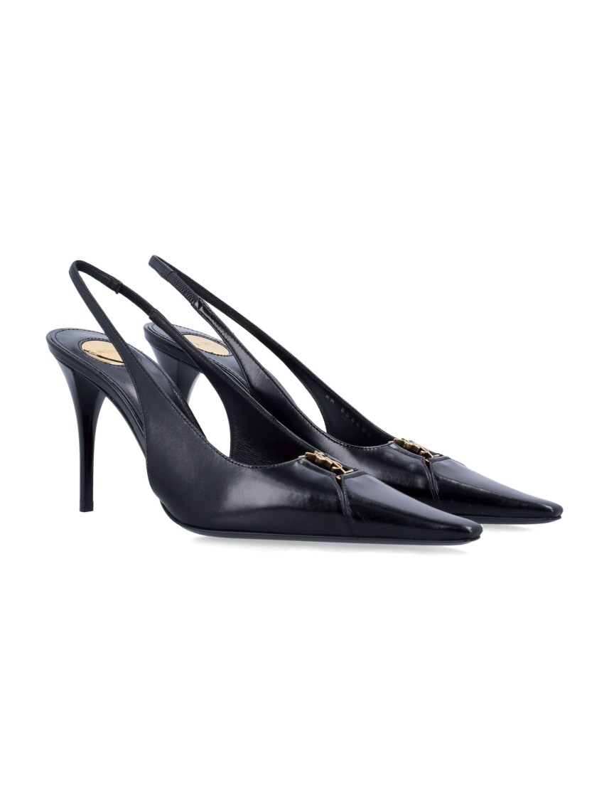 Saint Laurent Babylone Breteuil Slingback Pumps In Smooth Leather In Black