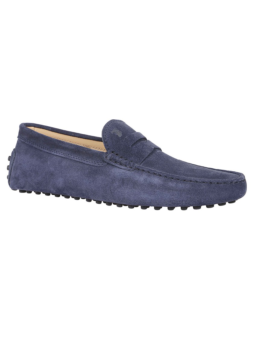 Tod's Streamlined Leather Moccasin Loafers With Pebble Outsole In Blue