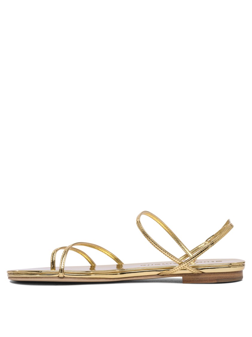 Studio Amelia Gold Leather Sandals With Multiple Straps In Neutral