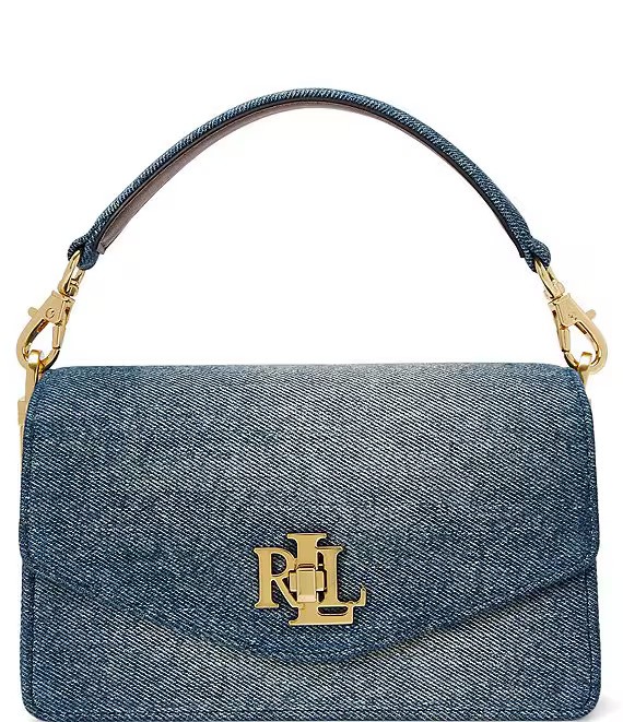 Ralph Lauren Lauren  Washed Cotton Denim Small Shoulder Bag