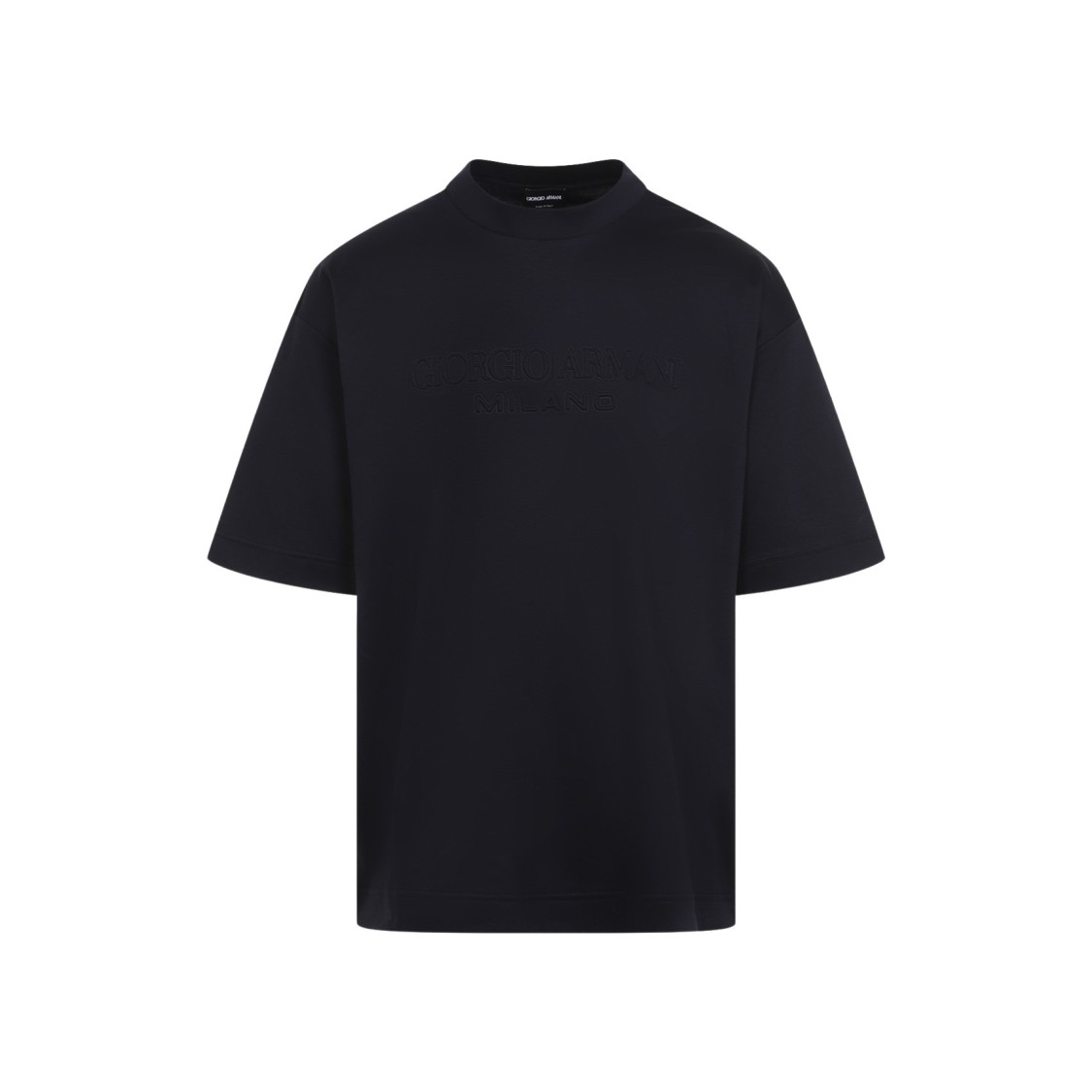 Giorgio Armani Mens Blue Navy Script Logo-embroidered Cotton-jersey T-shirt In Black
