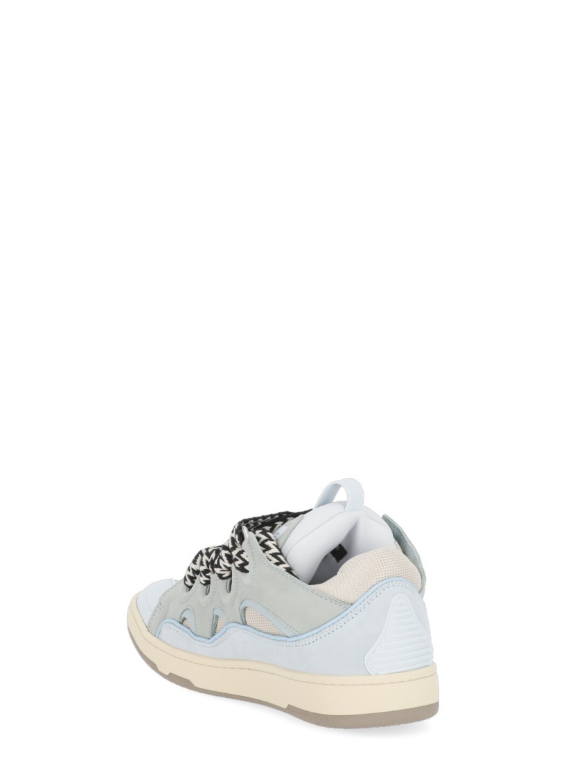 Lanvin Suede Leather Curb Sneakers Men In Blue