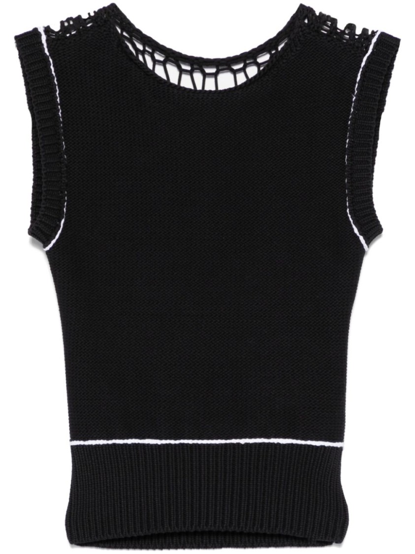 Mm6 Maison Margiela Mm6 By Maison Margiela Black Fitted Top In Black