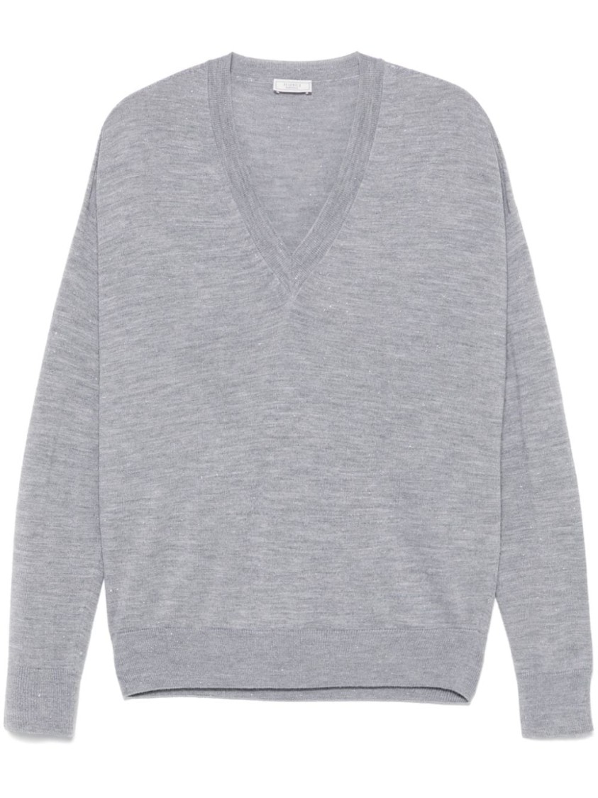 Shop Peserico Lurex-detail Sweater In Grey
