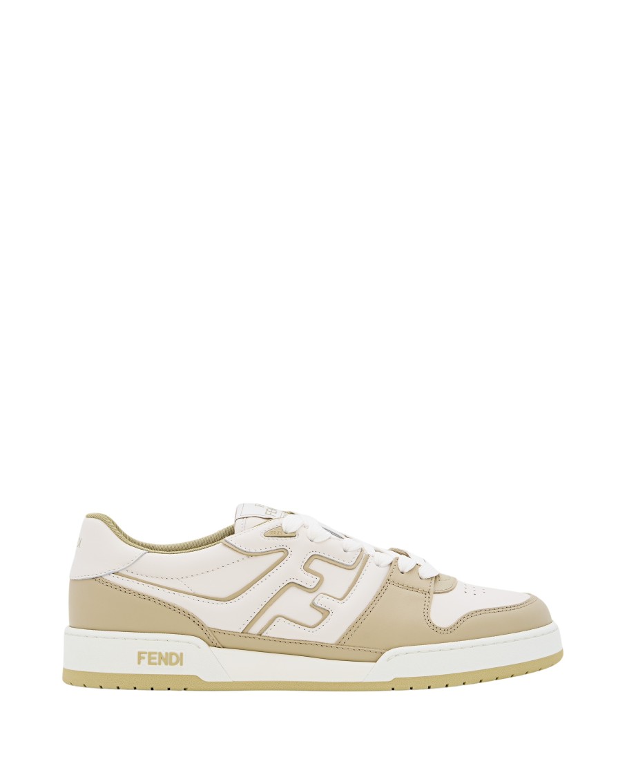 Fendi Leather Sneakers With Ff Lateral Logo In White