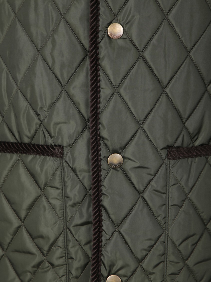 Shop Burberry Quilted Green Gilet With Distinctive Button Closure In Black