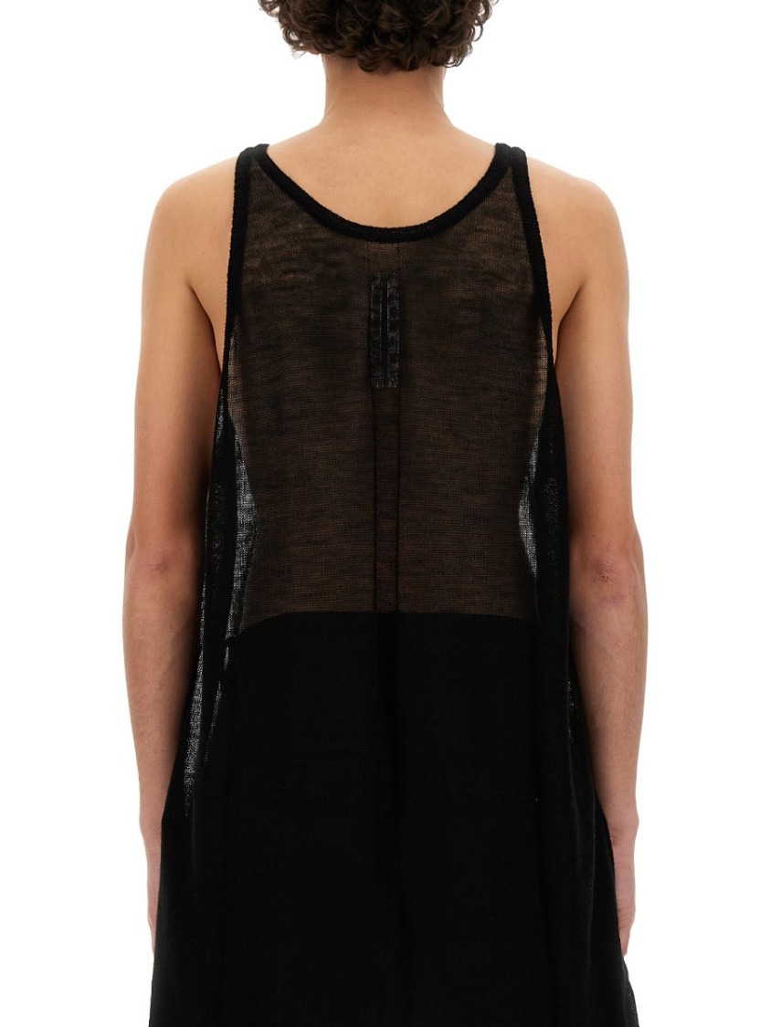 Rick Owens Maglia Virgin Wool Tank Top In Black